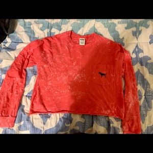 Pink long sleeve crop top